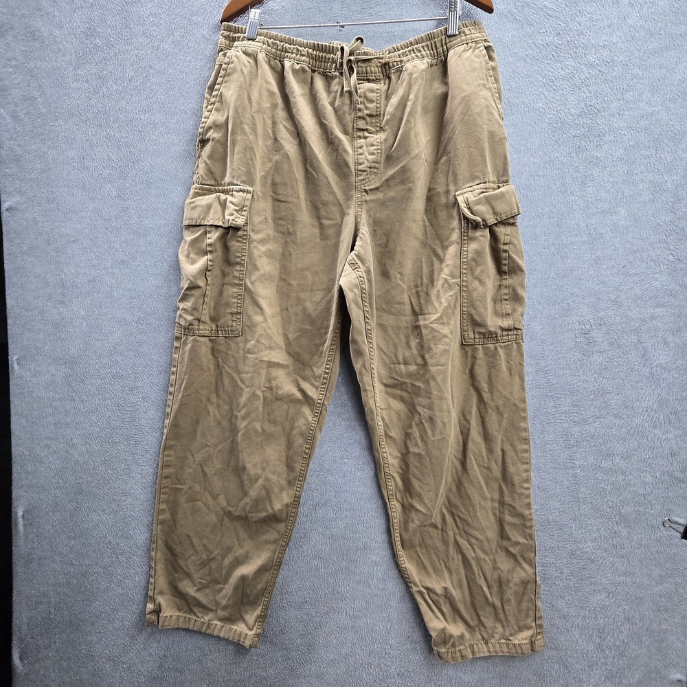Vans‎ Men Pants LARGE Tan Cargo Range Elastic Skate Baggy Tapered Fit 27"